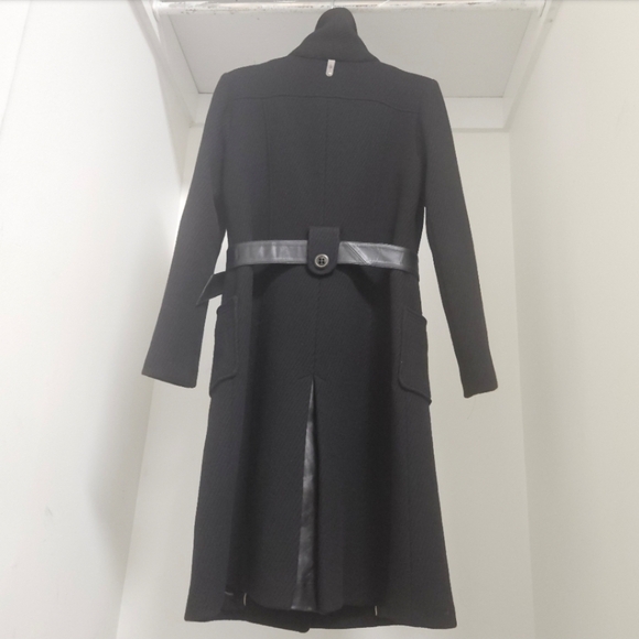 MACKAGE WOOL BLEND HIGH NECK BELTED BUTTON UP COAT - Picture 3 of 14